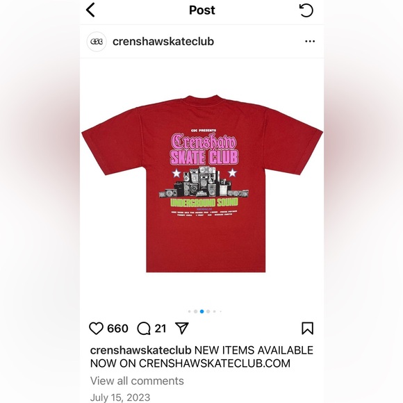 Crenshaw Skate Club Tee - Size Small - Picture 4 of 4